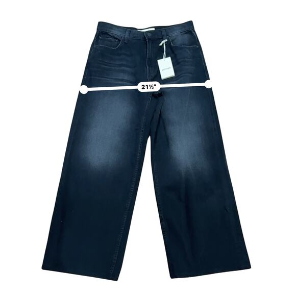 MOTHER The Spinner Zip Sneak Jeans Faded Black Magic 28 High Rise Wide Leg Denim - Picture 6 of 13